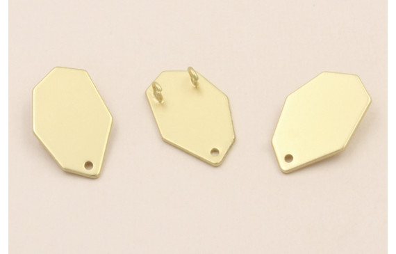 Cuenta Hexágono 2 anillas trasera 20*13mm O.Mate