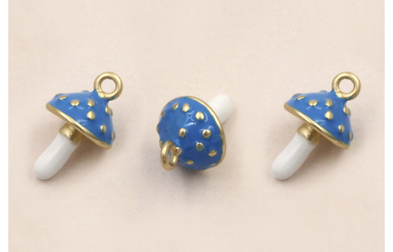 Colgante seta 12*6mm Blanca y Azul