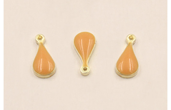 Pieza Acero Inox. Gota Plata 9*4mm esmalte Naranja