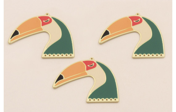 Colgante Tucan 30*40mm Beige y verde