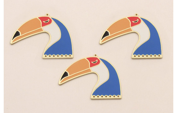 Colgante Tucan 30*40mm Blanco y Azul