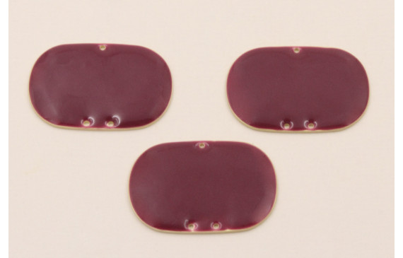 Cuenta Ovalada de 30*20mm esmalte Burdeos