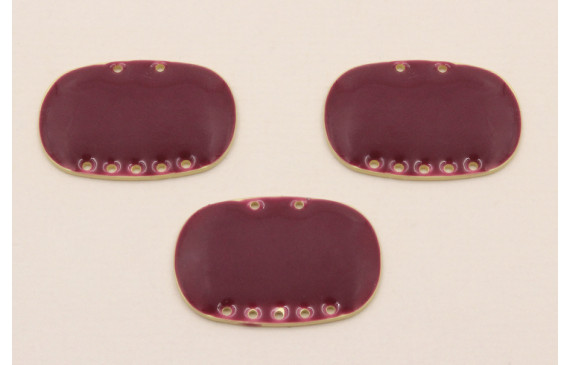 Cuenta Ovalada 25*18mm 5 + 2 agujeros Burdeos