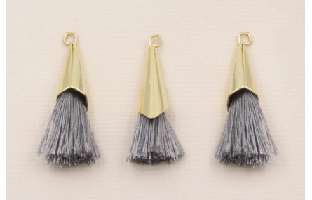 Casquilla metálica Oro con fleco Gris 20+20mm