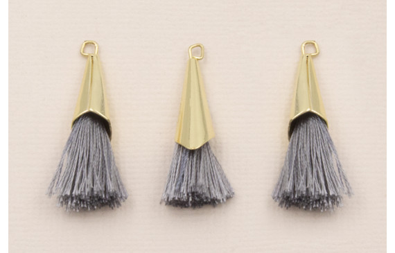 Casquilla metálica Oro con fleco Gris 20+20mm