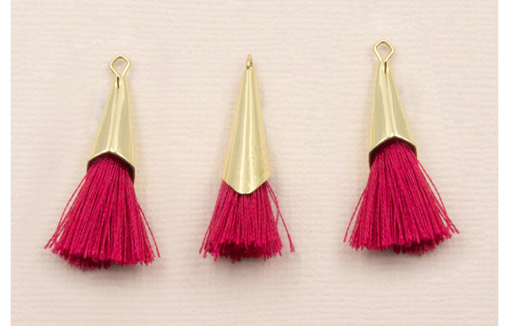 Casquilla metálica Oro con fleco Rosa 20+20mm