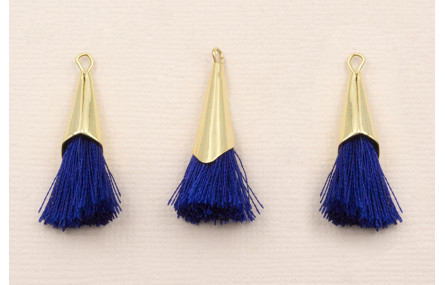 Casquilla metálica Oro con fleco Blue 20+20mm