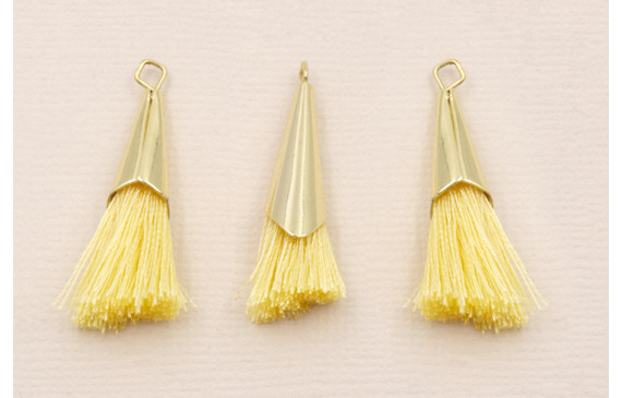 Casquilla metálica Oro con fleco Amarillo 20+20mm