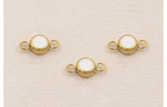 Entrepieza Acero Inox. Disco de 4mm Oro y Blanco