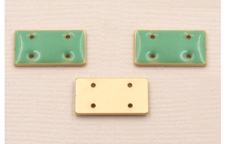 Cuenta Rectandulo Oro Mate 15*7mm esmalte Turquesa