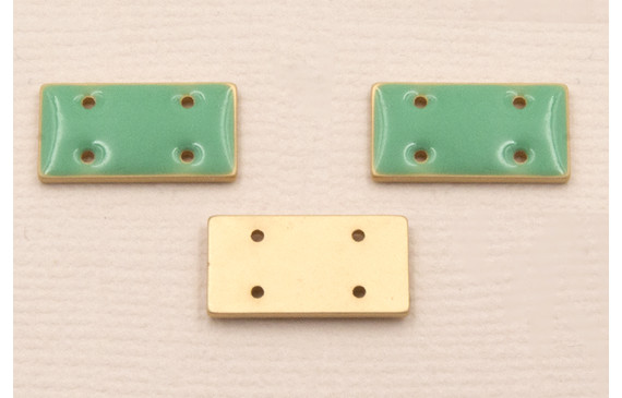 Cuenta Rectandulo Oro Mate 15*7mm esmalte Turquesa