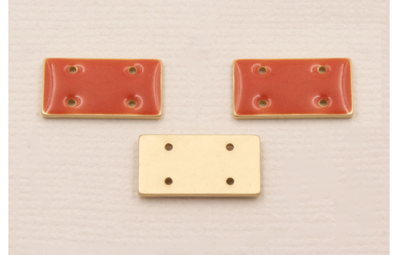 Cuenta Rectandulo Oro Mate 15*7mm  Rosa Coral