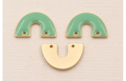 Herradura Dorad Mate 15*8mm Esmalte Turquesa