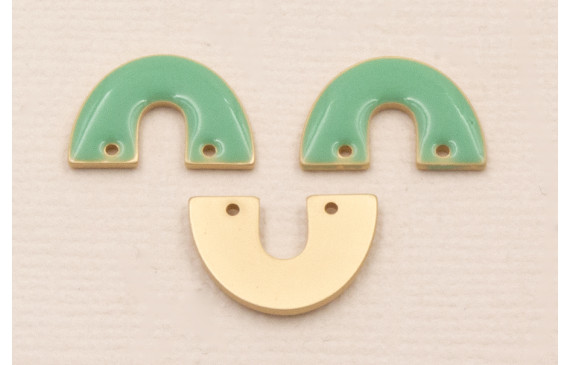 Herradura Dorad Mate 15*8mm Esmalte Turquesa