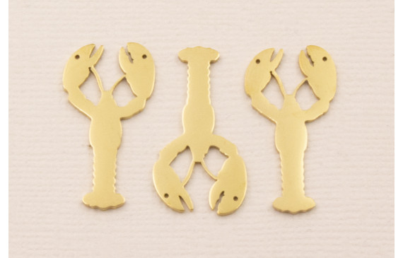 Cuenta Cangrejo Plano Acero Inoxidable 25*14mm Oro