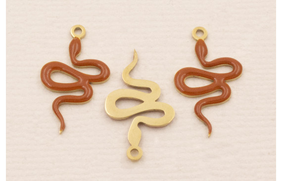 Colgante serpiente 18*10mm Esmalte Marrón 