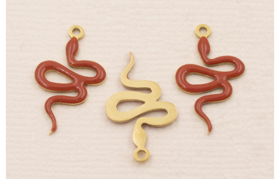 Colgante serpiente 18*10mm Esmalte Rojo