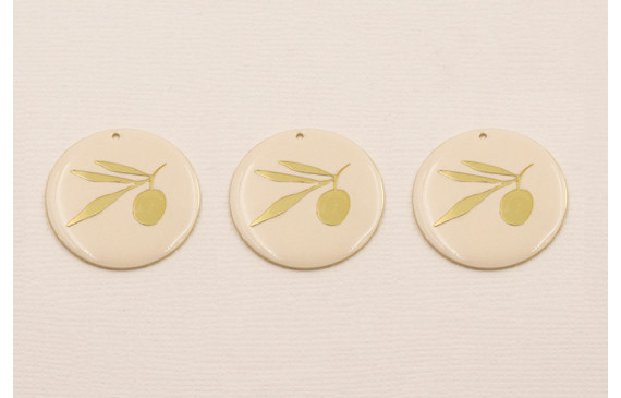 Disco Dorado Mate Esmalte Beige con Hoja Dorada