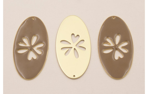 Cuenta Ovalo 40*20 esmaltado Visón con Flor calada