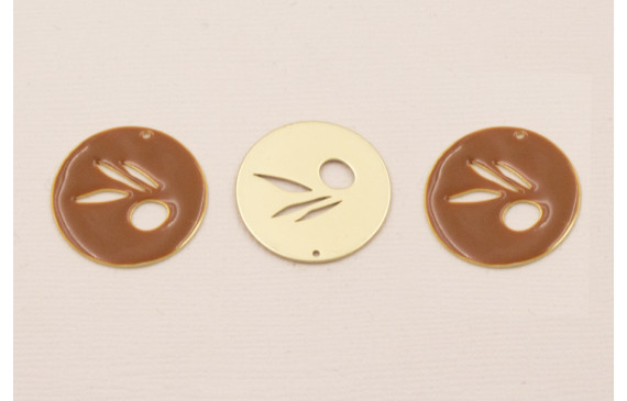 Disco 25mm esmalte marrón con Hoja Calada