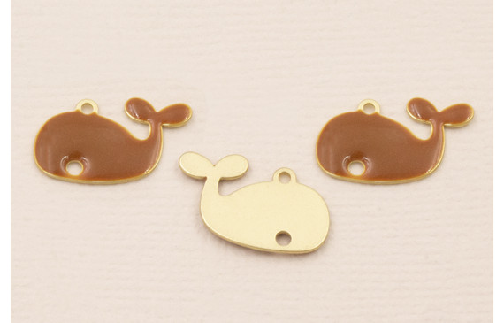 Colgante  Ballena 15*10mm Esmaltada Marrón Claro