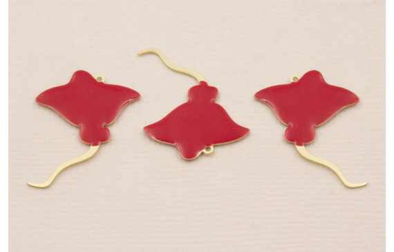 Cuenta Manta Raya 25*20mm Frambuesa y Oro Mate