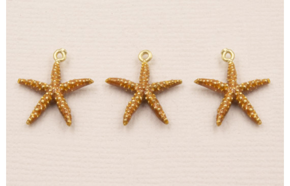 Colgante Estrella Mar 12mm Esmalte Tostado