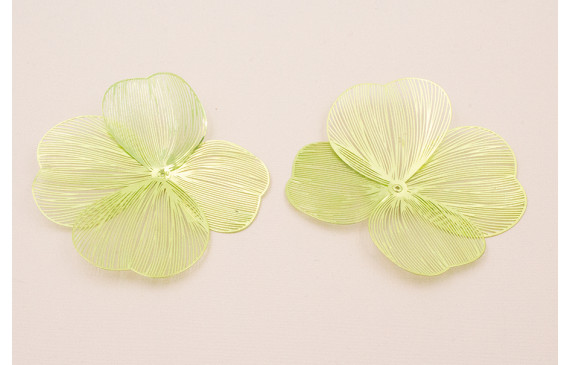 Cuenta Flor 70mm  4 pétalos Moldeable Verde Metal