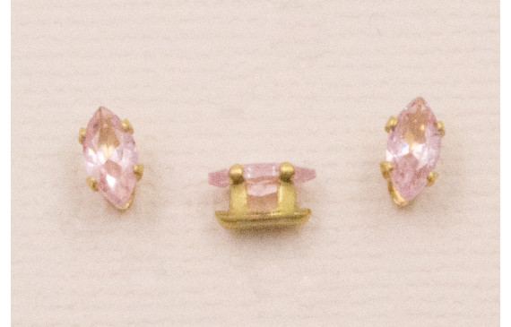 Cabujónn cristal  3*6mm color Rosa Brillo