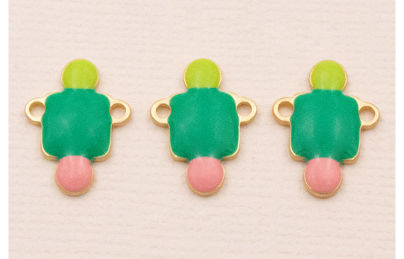 Colgante 15*10 verde, Rosa y Esmeralda Dorado Mate