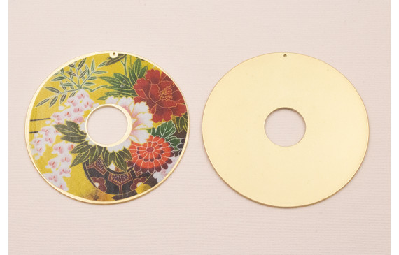 Disco 60mm  Oro Mate  Flores amarillas y rojas