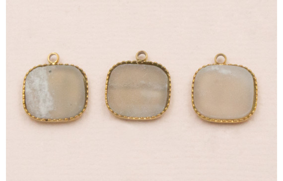 Colgante S.Steel 316L cuadrado 10*10 Piedra verde