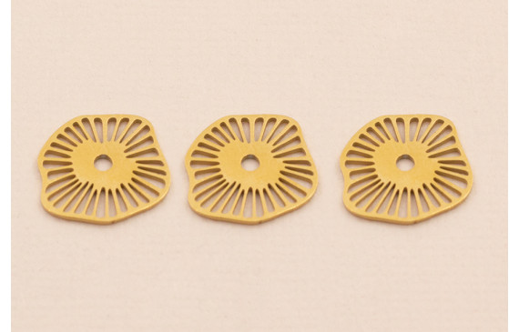 Forma de Sol labrado S.Steel 316L  13*13mm Dorado