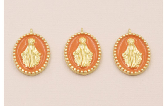 Colgante Ovalo Virgen cazoleta con esmalte Teja