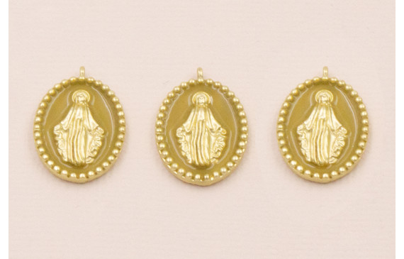 Colgante Ovalo Virgen cazoleta esmalte Pistacho