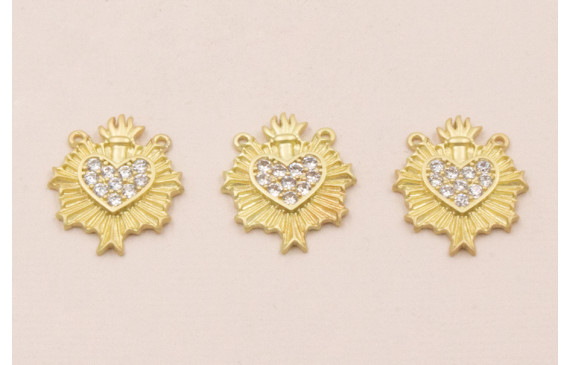 Colgante Sagrado Corazón Brillos 2 anillas 22*17