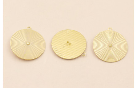 Colgante Disco rayado de 30mm O.mate Esmalte Beige