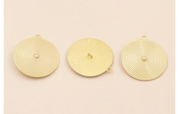 Colgante Disco rayado de 30mm O.mate Esmalte Beige