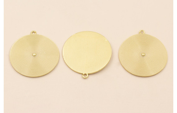 Colgante Disco rayado de 38mm O.mate Esmalte Beige