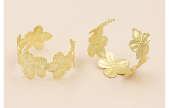 Pulsera Brazalete de Flores de 30mm Oro Mate