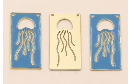 Rectangulo Calado Medusa 30*15mm Azul