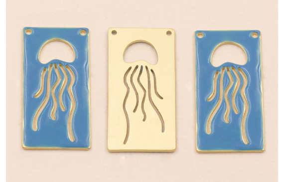 Rectangulo Calado Medusa 30*15mm Azul