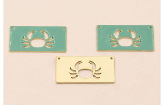 Rectangulo Calado Cangrejo 30*15mm Turquesa