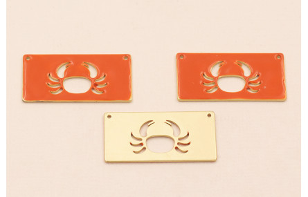 Rectangulo Calado Cangrejo 30*15mm  Coral