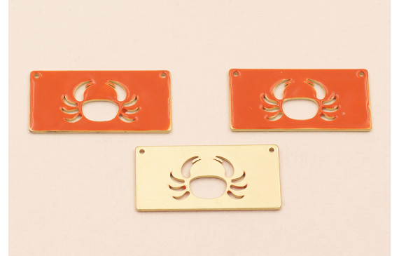 Rectangulo Calado Cangrejo 30*15mm  Coral