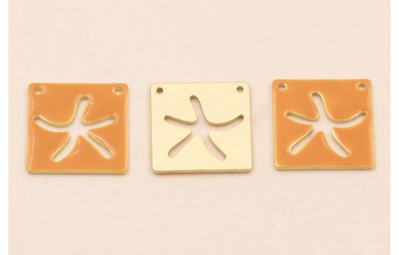 Cuadrado calado EstrellaMar 15*15mm Ocre