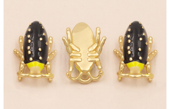 Colgante Escarabajo 15*10mm Negro, Lima y Beige