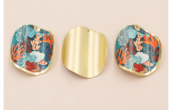 Disco ondulado de 40mm Oro Mate Mar y Corales