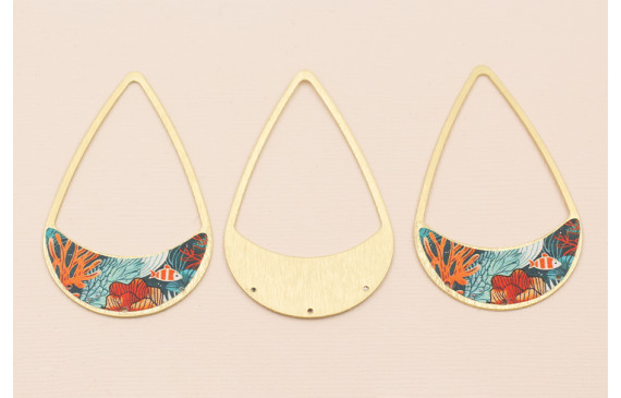 Colgante lágrima 58*37mm Oro Mate Mar y Corales