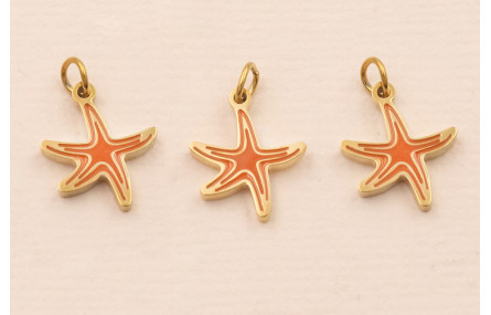 Colgante estrella Mar Acero 316L 9*9mm Color Coral